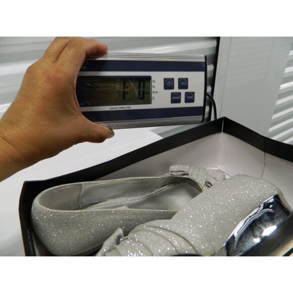 Nina Silver Glitter Peep-Toe Wedge Shoes Size 7M Metallic Gray - Picture 15 of 15